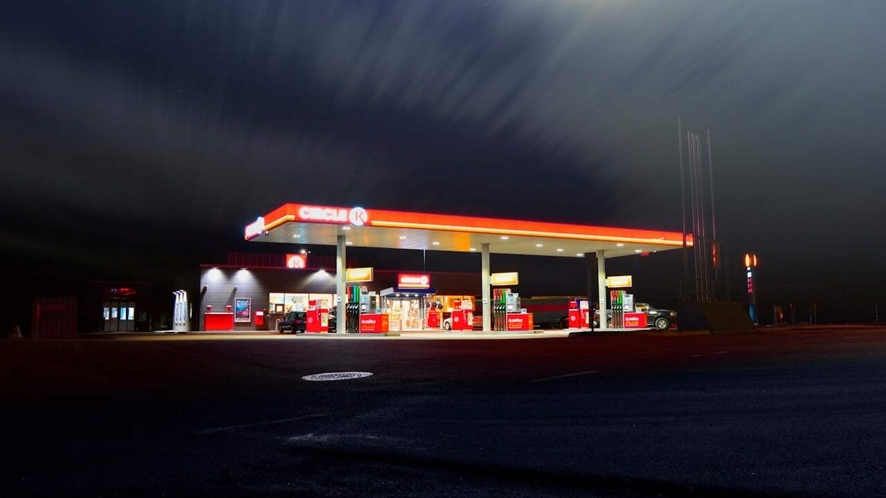 Sell Business A gas station with an exit strategy set up for the night. Exit Advisor Business Broker