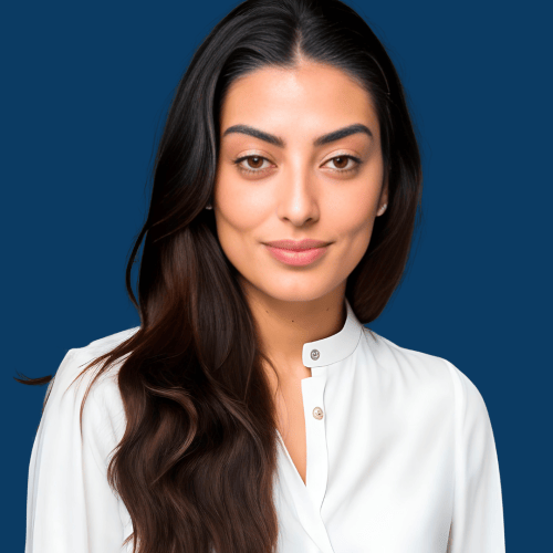 Sell Business A woman in a white shirt poses against a blue background. Exit Advisor Business Broker